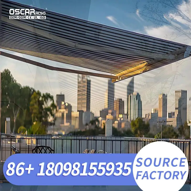 Outdoor  Adjustable Louvre Roofs for Garden Swimming Pool Durable Quality Retractable Awning