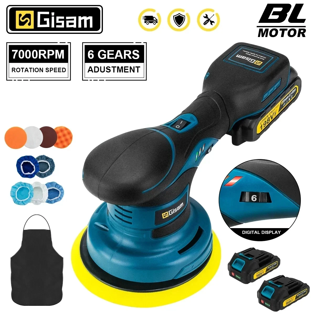 Gismo sem escova polidor de carro 6 engrenagens polidor elétrico automóvel carro polimento vedação máquina esmalte para makita 18v bateria pino