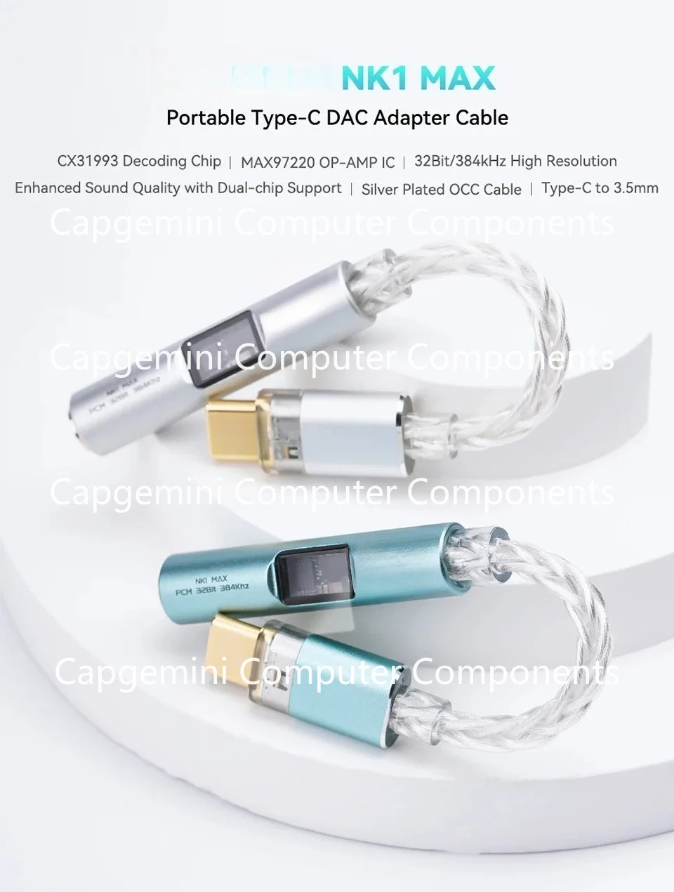 

Для NICEHCK NK1 MAX кабель-адаптер декодирования посеребренный OCC Type-C к разъему 3,5 мм CX31993 + MAX97220 OP-AMP IC преобразователь чипа DAC