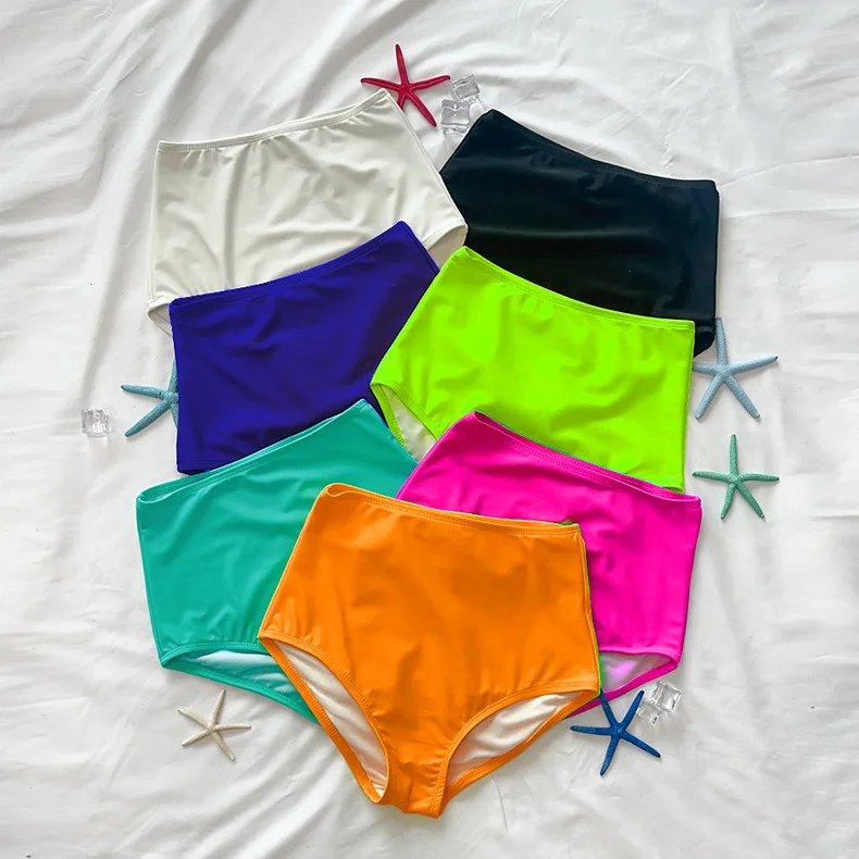 Cintura alta biquíni inferior laços laterais controle maiô levantamento de bunda anti exposição shorts quadrados senhoras banho praia piscina