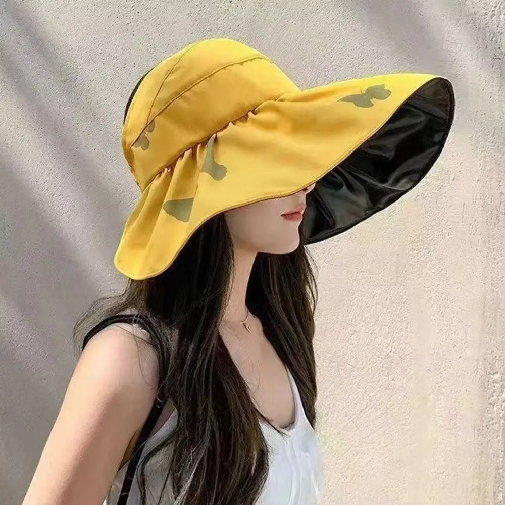 Protezione UV Cappello da sole con visiera grande Cappello da sole estivo pieghevole con parte superiore vuota Comodo da indossare Cappello da pescatore con protezione solare regolabile da viaggio