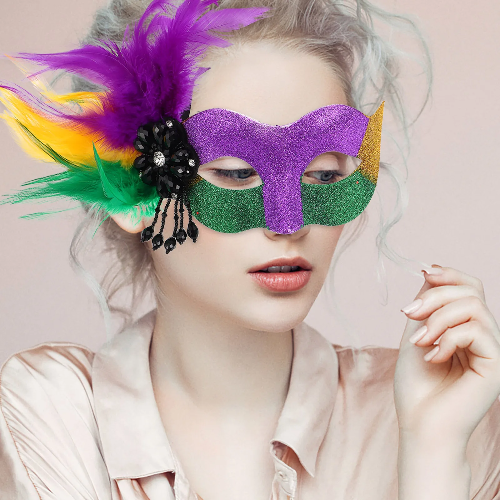 

Feathered Carnival Mask Mardi Gras Mask Irish Easter Inspired Masquerade Ball Party Essential Lightweight Comfortable