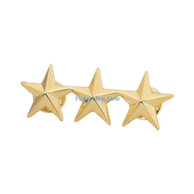 Metal Star Pin Chinese Rank Level Badge Fashion Brooch Lapel Pin Costume Decorations Service Star Symbol Signs