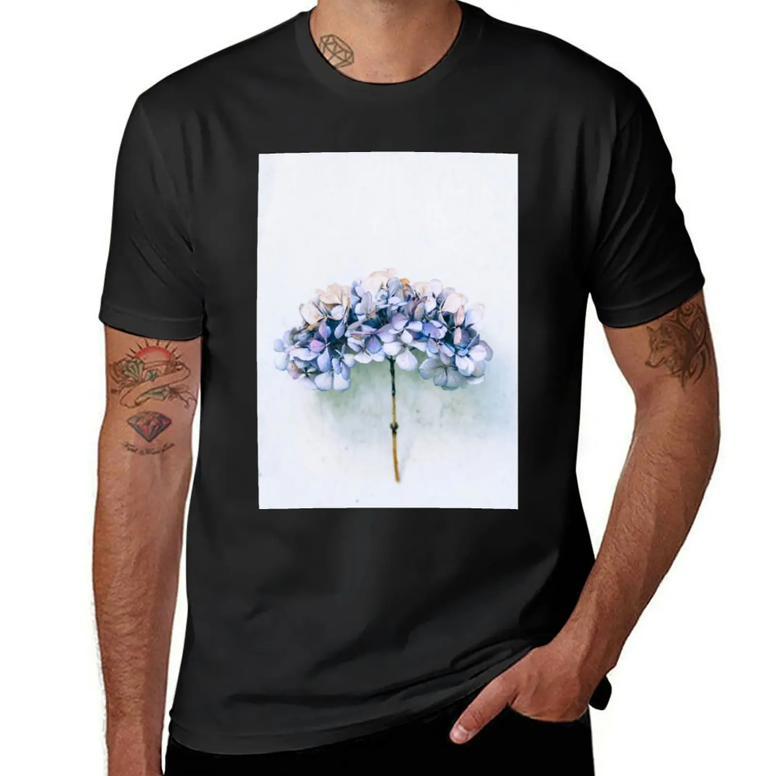 Delicate Hydrangea T-Shirt blacks Aesthetic clothing plus sizes Short sleeve tee mens workout shirts