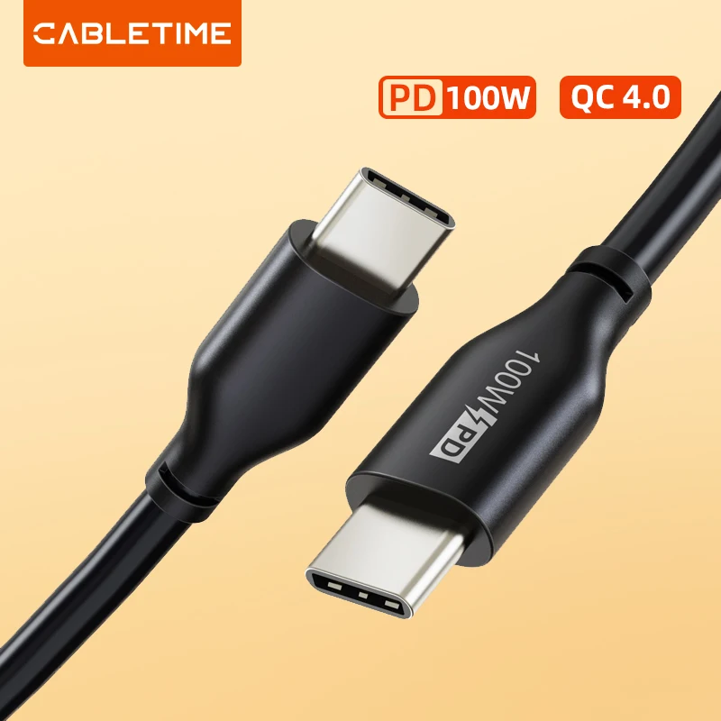 CABLETIME PD 100W USB C to Type C Cable 5A Quick Charge 4.0 for Macbook Pro Matebook X Redmi Note 8 pro USB C Cable C353