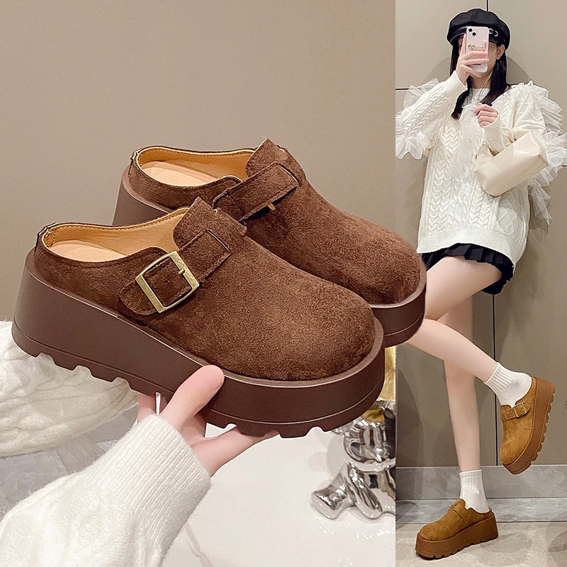 

Women's Hot Selling Classic Platform Shoes 2025 New Designer Brand Sneakers 6cm Height Increasing Flat Suede Loafers High Heels