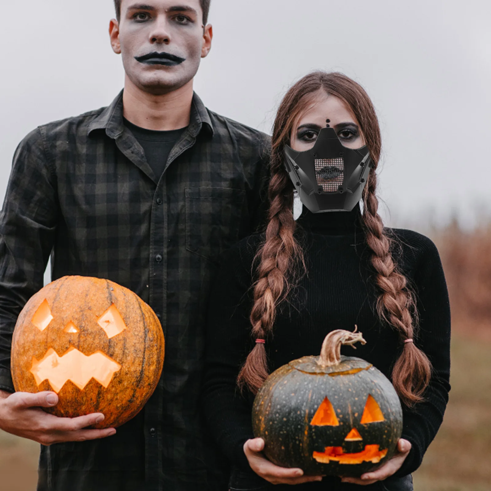 

Полумаска на Хэллоуин, футуристический стимпанк, готический костюм, маска для лица для взрослых, маска черепа