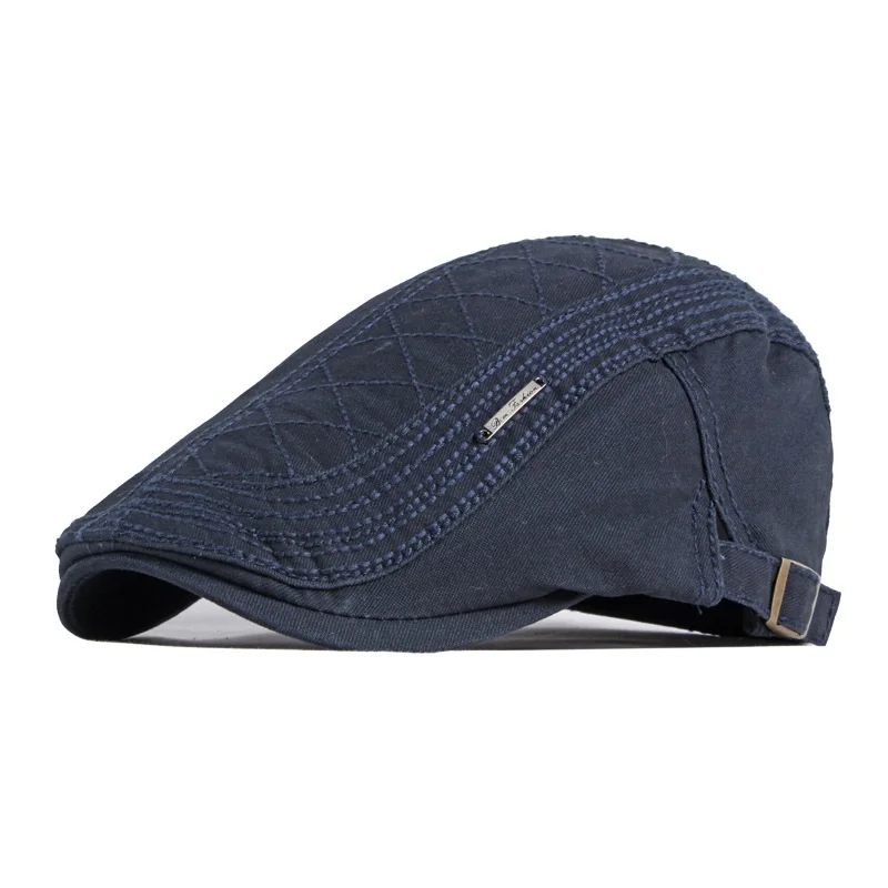 Boina plana informal para hombre y mujer, gorro de algodón puro con visera, color liso, para primavera y verano