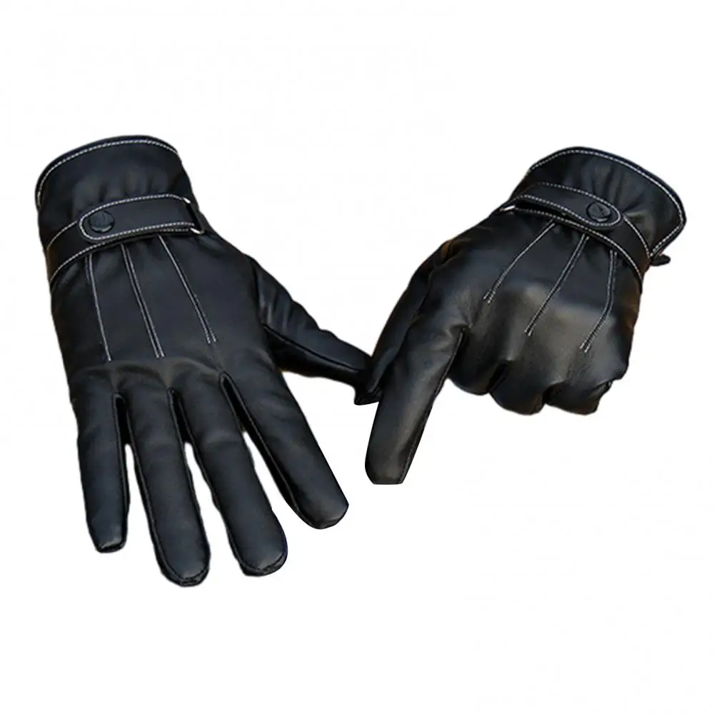 Touch Screen Full Finger Gloves Warm Gloves Fashion Men 2021 Faux Leather Winter Motorcycle