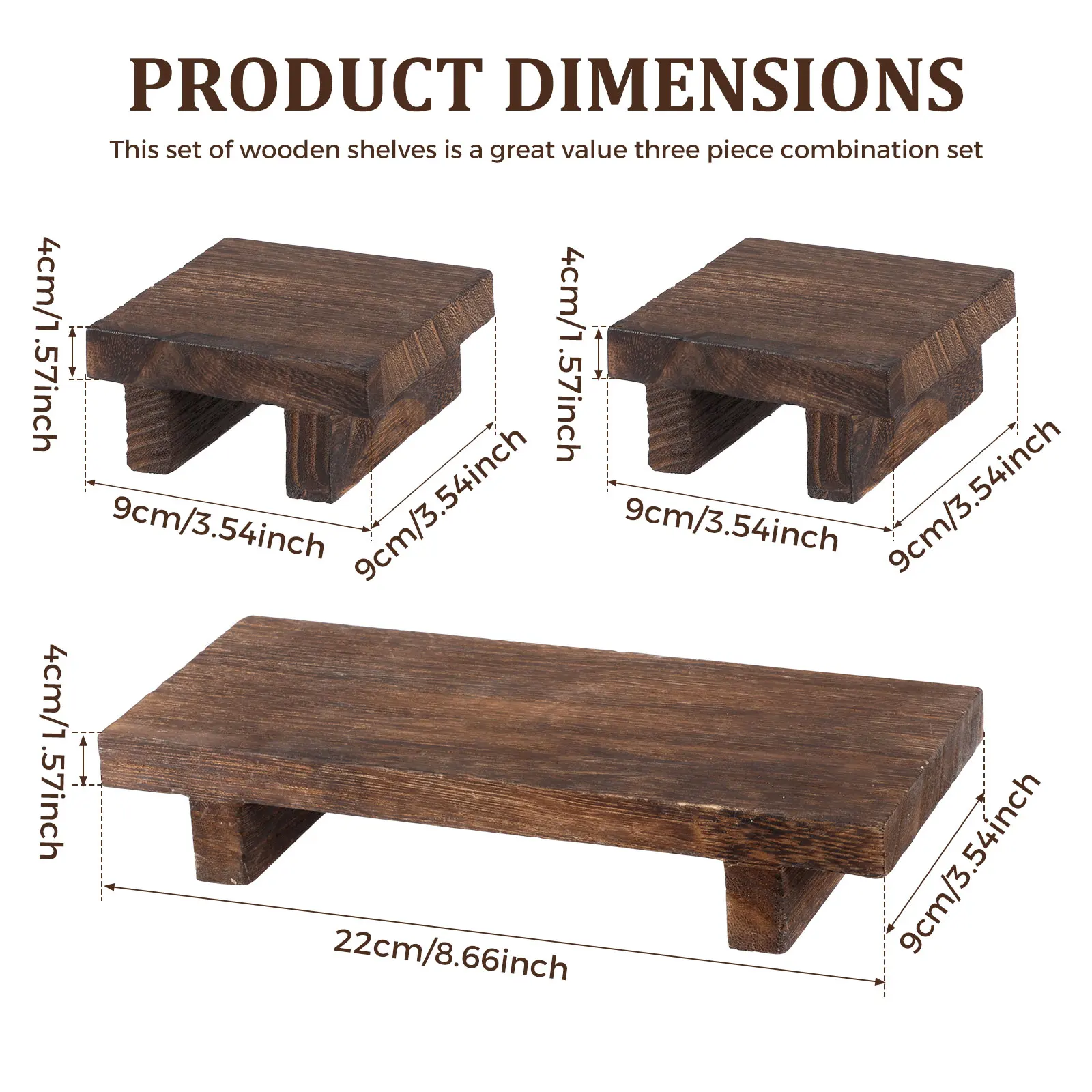 3Pcs Natural Wood Riser Desktop Organizer Wooden Cupcake Stands Food Display Risers for Cupcakes Collectibles Jewelry Perfum