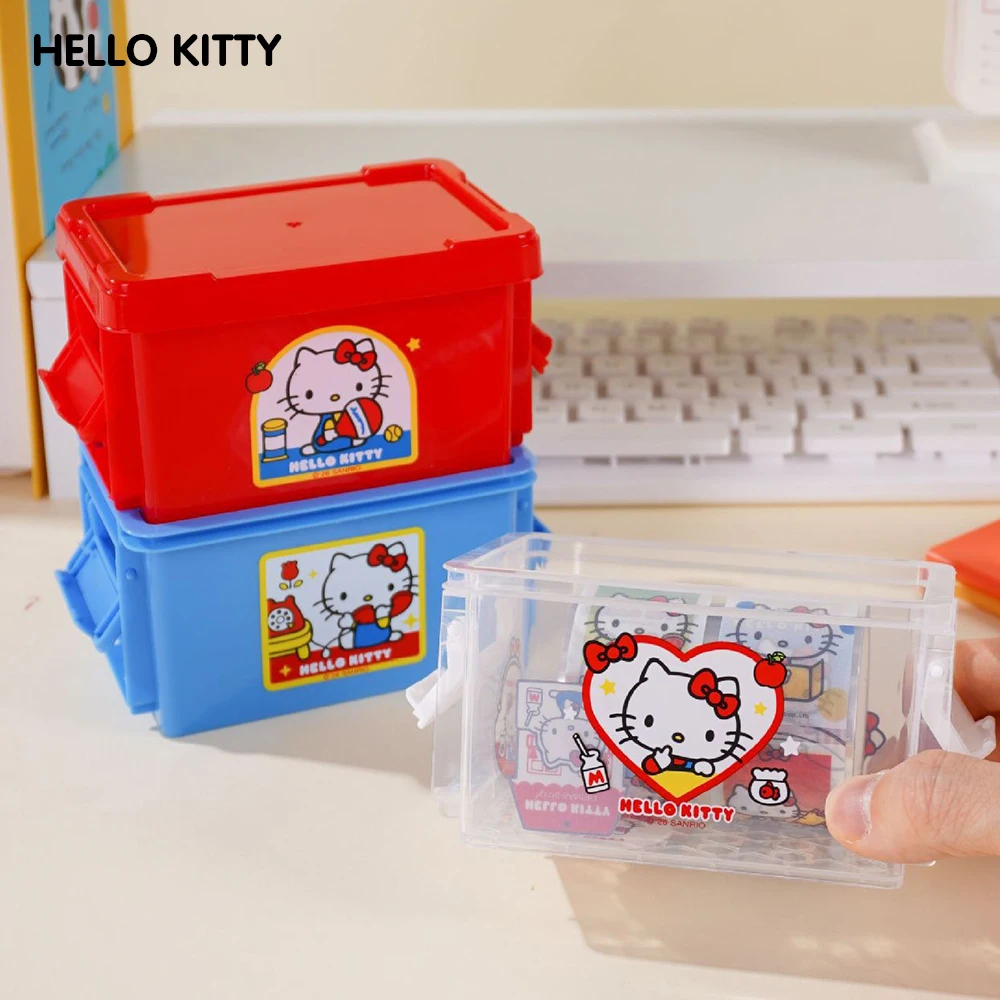 Sanrio Hello Kitty Stackable Storage Box with Sticker Cartoon KT Cat Sundries Cotton Swabs 3-Tier Desk Organizer Basket Gifts view 2