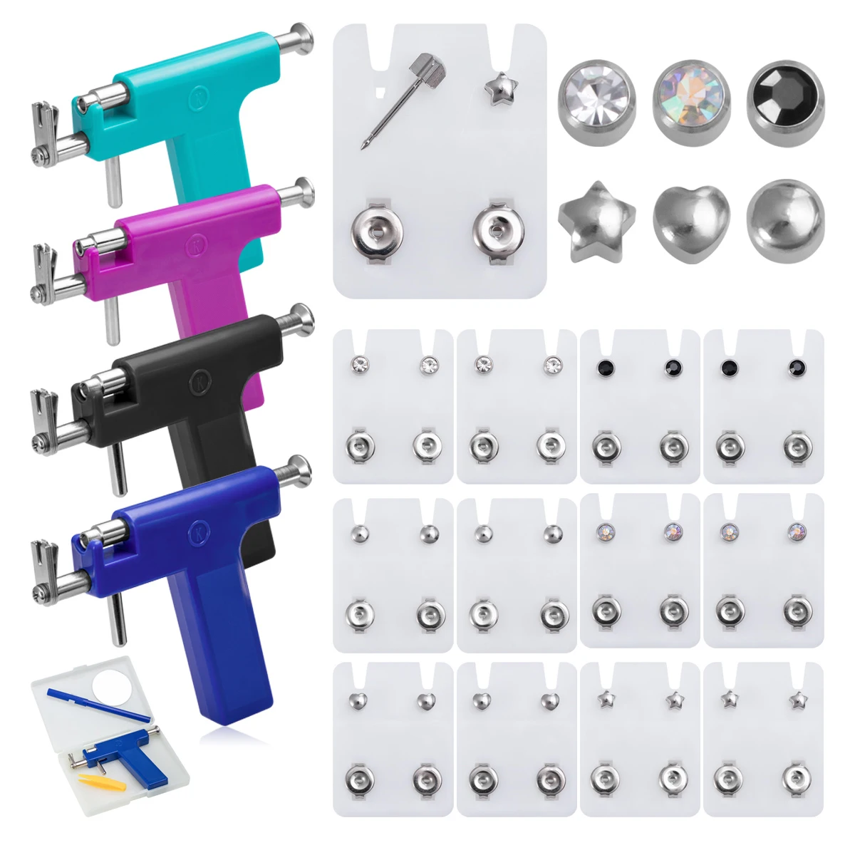 Professional 4mm Ear Piercing Gun Stud Earring Kit Multi Purpose Nose Piercing Tool Piercing Earring For Salon And Home Piercing