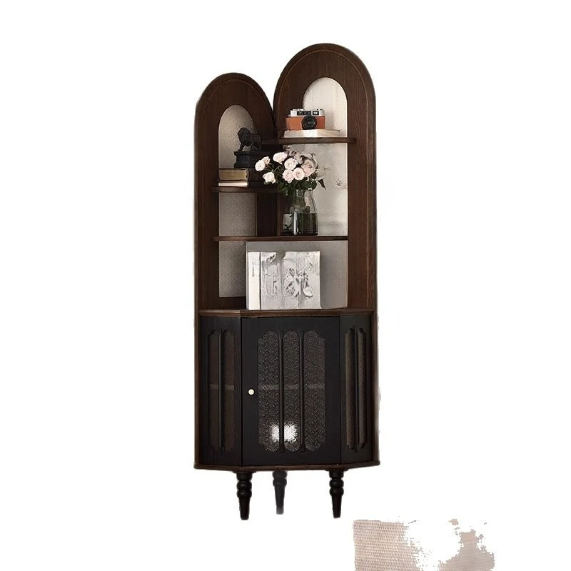 

Retro solid wood corner cabinet, antique rack against the wall in the living room triangle cabinet, integrated corner cabinet