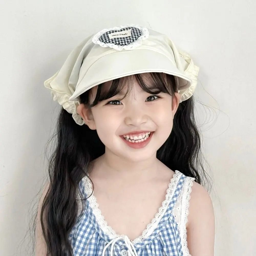 

Korean Children's Plaid Lace Hat Triangle Quick-dry Hair Scarf Cap Sweet Spring Summer Sunscreen Hat Kids
