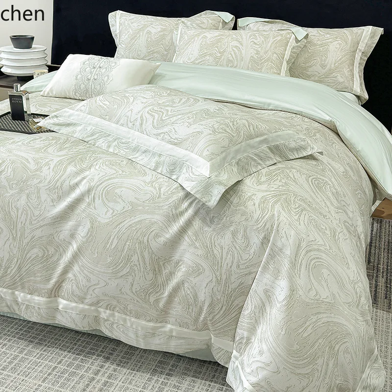 HXL 100% Cotton Long-Staple Cotton Four-Piece Bedding Set with Fitted Sheet, Winter Milk Velvet
