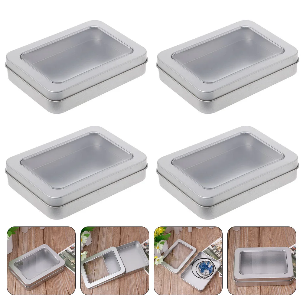 4 قطعة U القرص تخزين صفيح صندوق شفاف سطح المكتب نافذة حالة لمفاتيح محرك USB حبوب القرط الحرفية المعادن المنظم