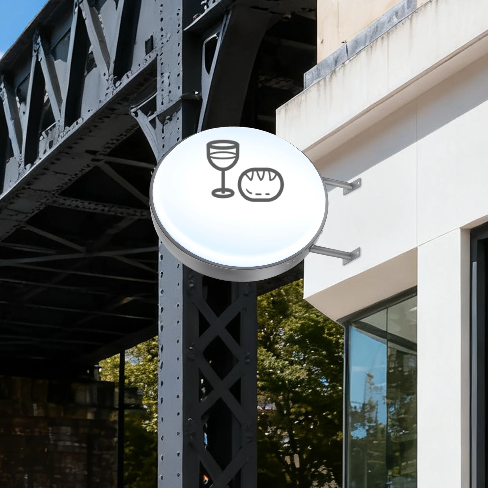 

24-дюймовый светодиодный двусторонний круглый лайтбокс для наружных вывесок, проекционный светильник, идеально подходит для магазинов, супермаркетов, салонов красоты, кафе.