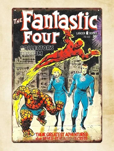 Dekorative Wohndekoration, fantastisches vierfach gemustertes Comic-Metallschild