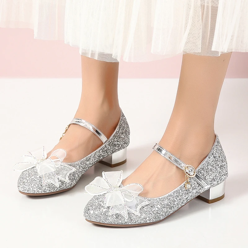 Free Ship Lolita Style Sweet Princess Pumps Block Low Heel Belt Buckles Party Mary Janes Sliver Shoes for Women 2023 Free Ship