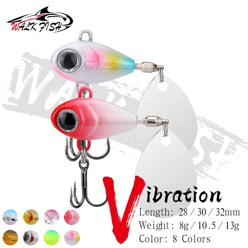 WALK FISH 8g-13g VIB Lure Fishing Bait Submarine long-range Throw Rotating Sequin Small Cyclone Thumb Freshwater Sea Fishing Set