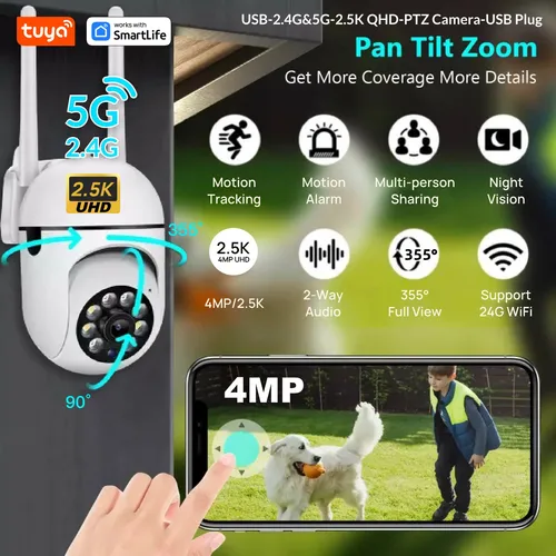 Tuya Smart 2,4G WiFi cámara interior seguridad del hogar inteligente Video vigilancia supprt Audio bidireccional movimiento móvil