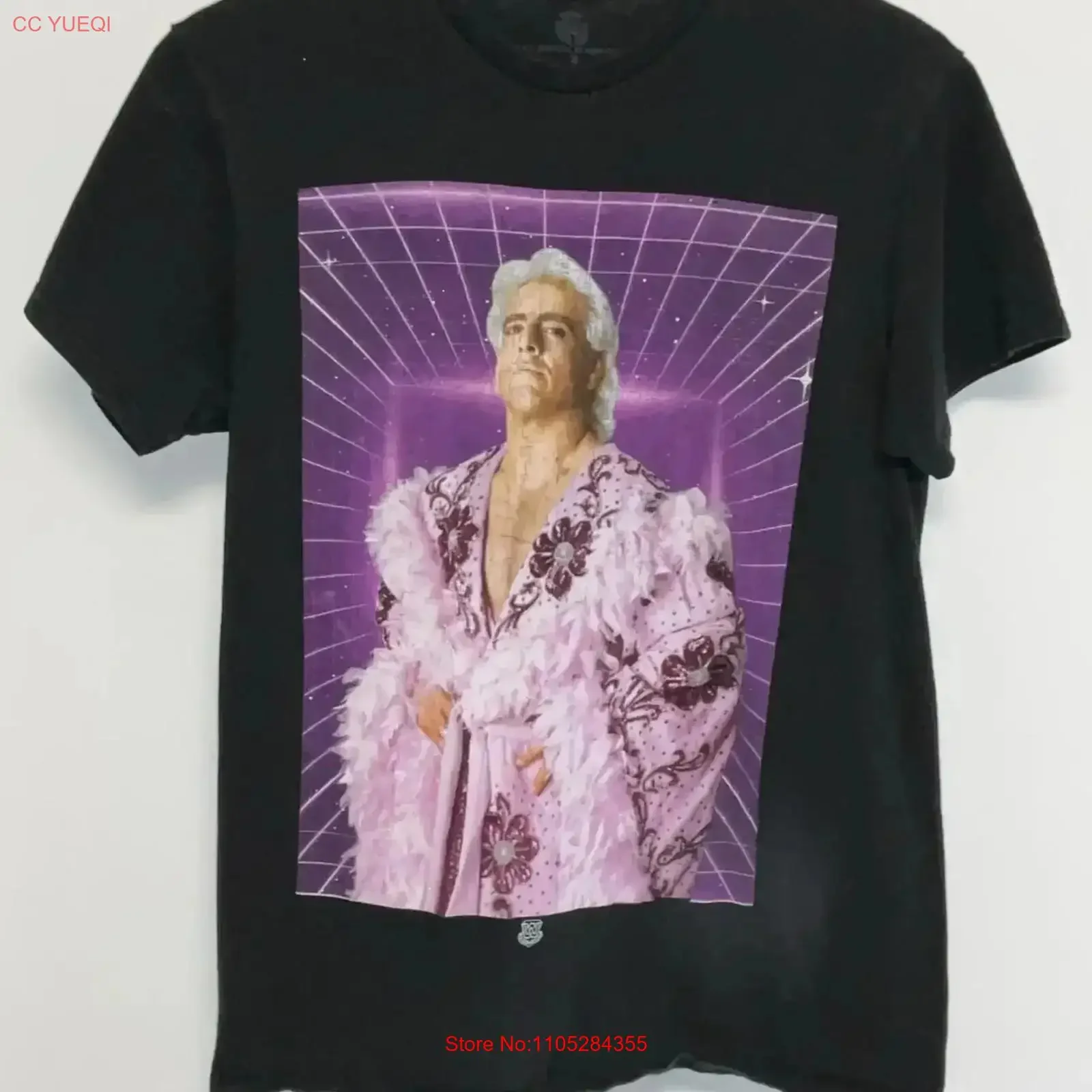 Ric Flair T Shirt Adult Small Black 11877 vintage Washed streetwear Soft graphic Casual Breathable vintage Washed homme