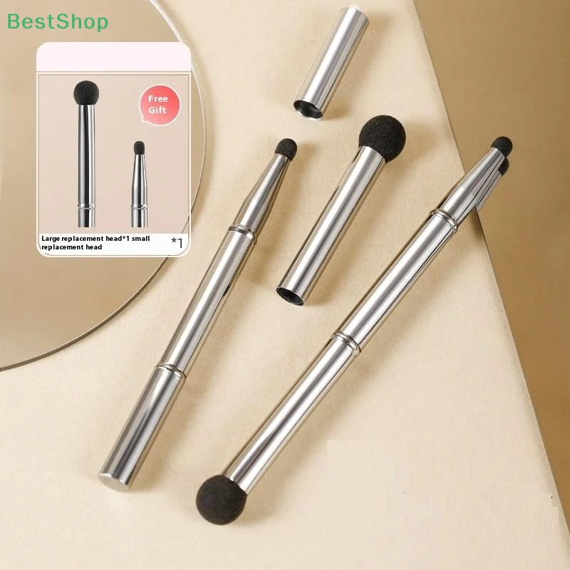★★★Double-ended Concealer Brush,round Tip Detail Brush,sponge Head Soft Brush,cover Dark Circles,tear Troughs,nasolabial Folds