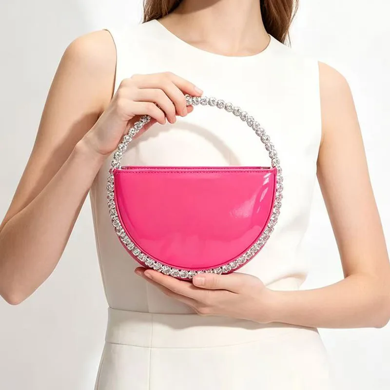 Women's Rhinestone  Patent leather PU dinner Clutch Banquet dress  Daily versatile handbag