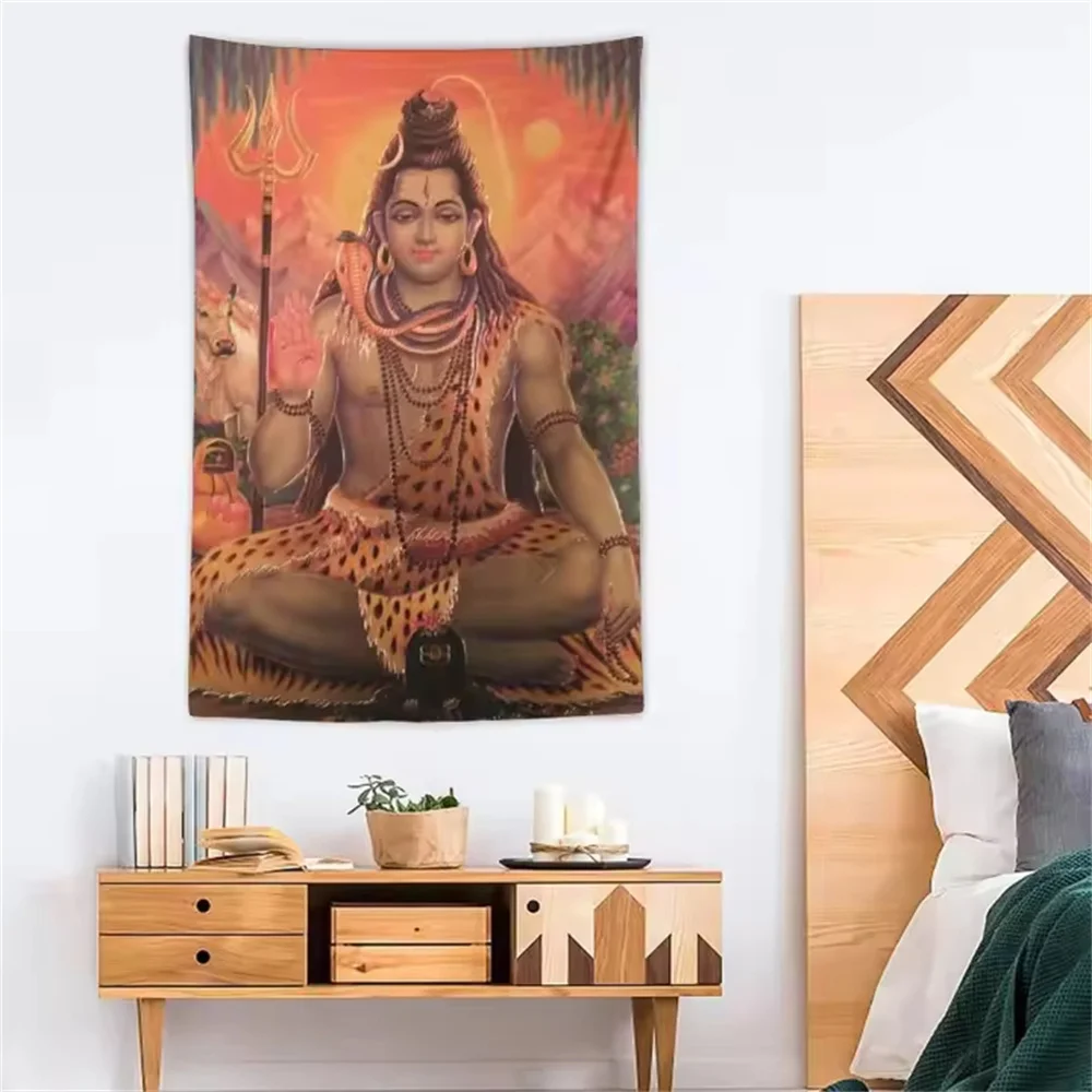 Indian Buddha Hindu god Shiva Tapestry Wall Hanging Mandala Hippie Boho Wall Decor Yoga Home Decor Background  Room Decoration