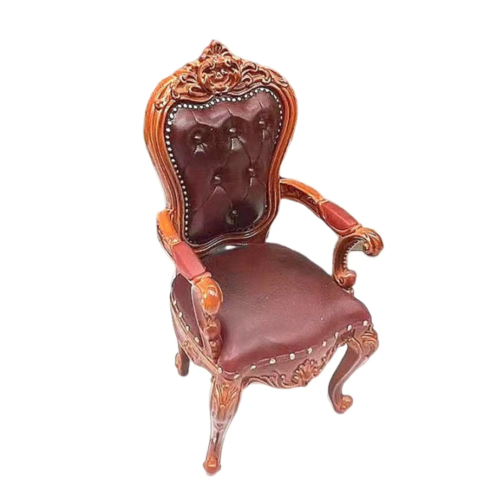 

1/12 DIY Scene Dollhouse Chair for Living Room Dollhouse Furniture Decor Deep Brown
