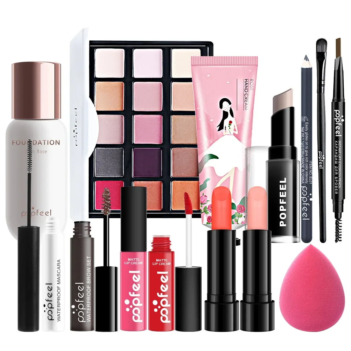 Ensemble de maquillage ChlorSet, fard à barrage, rouge à lèvres, crayon pour les yeux, eye-liner, correcteur, mascara, fond de teint, pinceau isolant, cosmétiques coréens