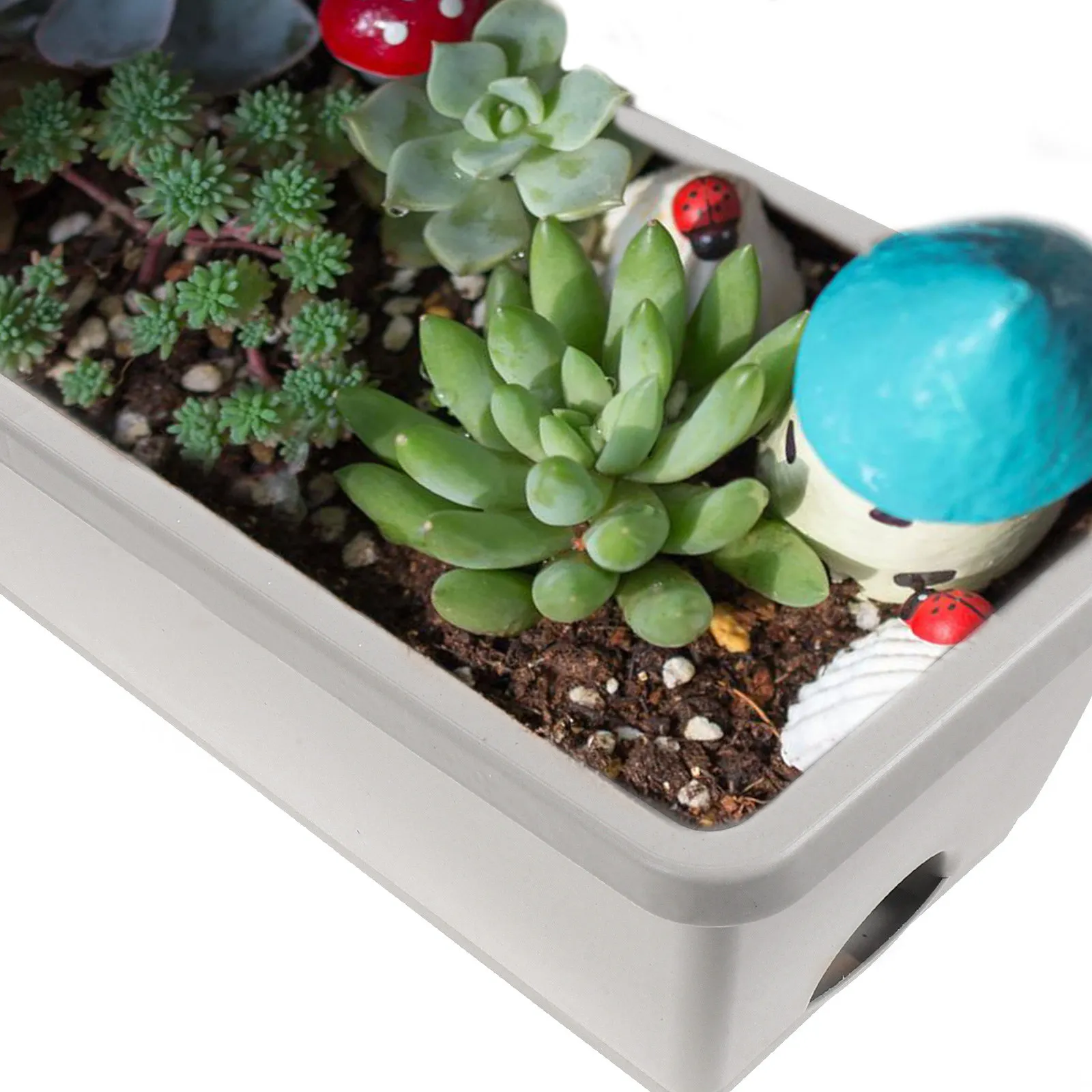 

4 Sets Rectangular Window Planter Boxes with Tray Vegetable Plant Pots Garden Flower Planting Holder Windowsill Planter Box