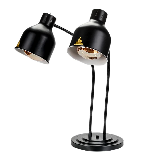 Black Food Warmer Lamp Food Heat Light Commercial Electric Double Heating Catering Warming for Cafeteria Catering Buffet Parties