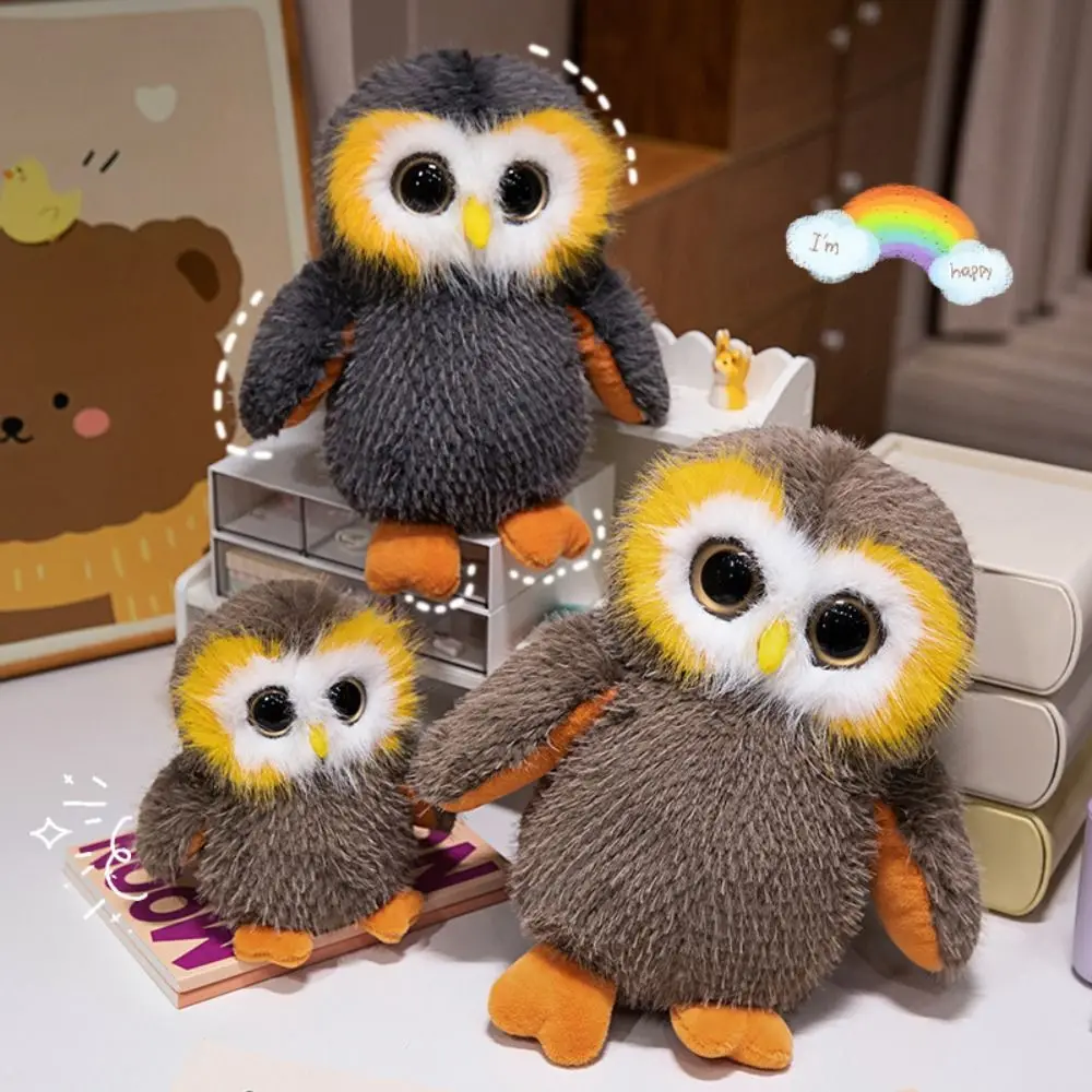 Cute Fluffy Big Eyes Owl Plush Toys Collection Soft Lovely Stuffed Animals Dolls Realistic Ins Simulation Owl Toy Boys Girls