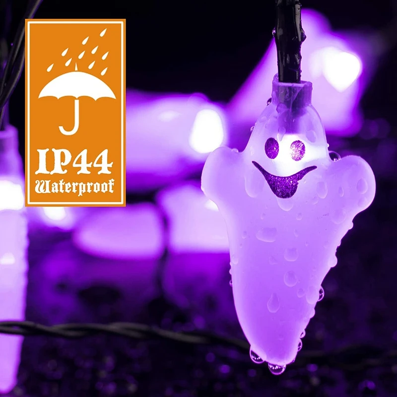 HOT-Halloween Decoration Ghost String Lights Halloween Ghost Lights For Indoor Outdoor Party Halloween Room