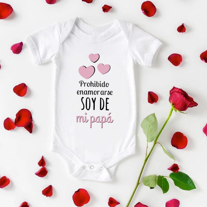 Funny No Falling in Love I\'m My Dad\'s Printed Baby Bodysuits Newborn Girls Jumpsuits Toddler Summer Clothes Infant Shower Gifts