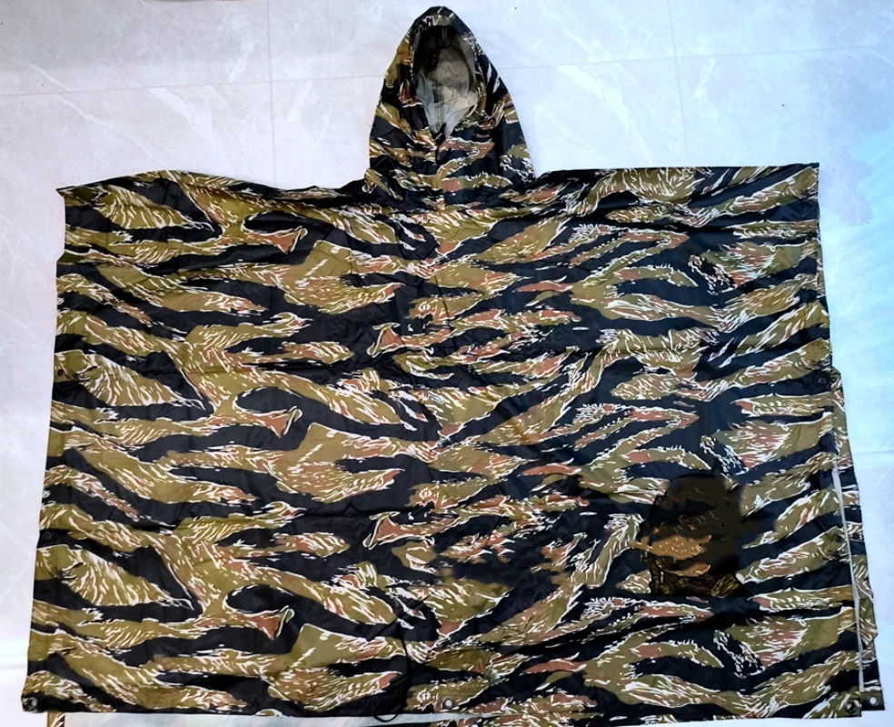 Tiger Spot Camouflage Tactical Raincoat Original Replica Outdoor Rainproof Cloak