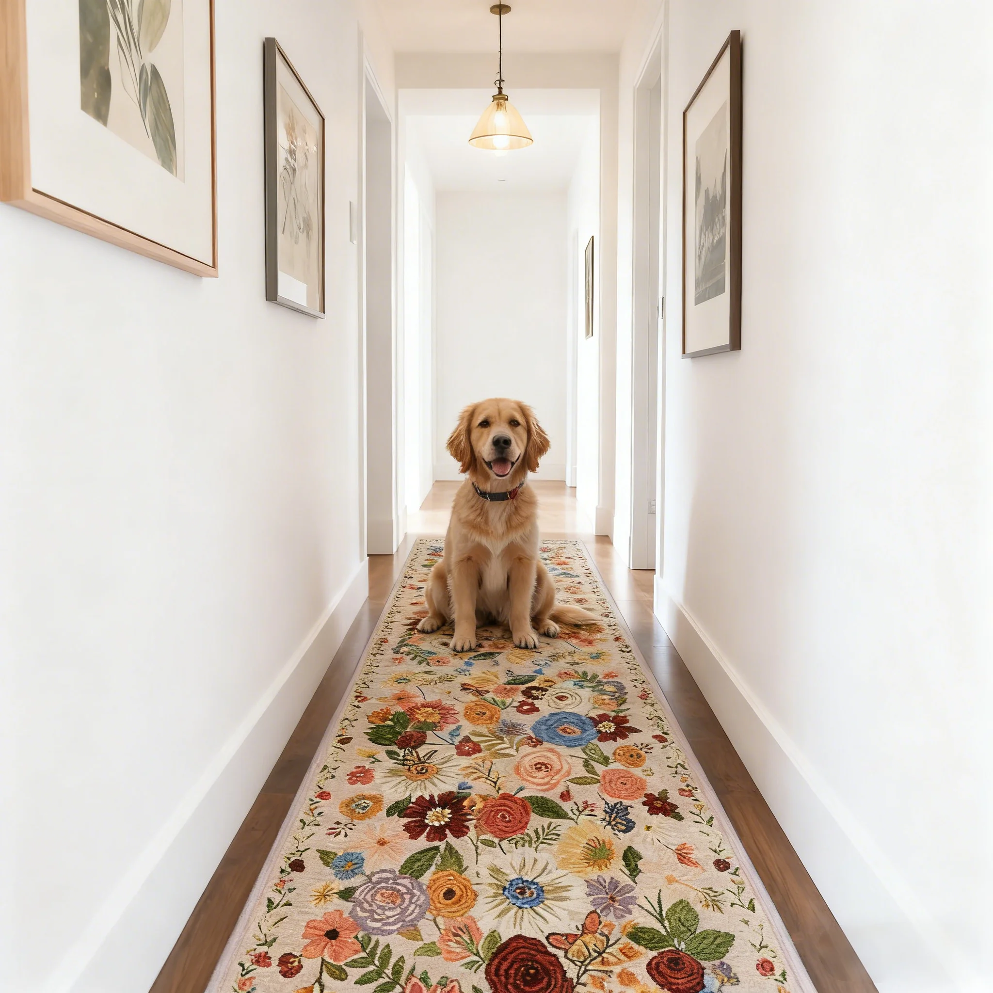 Runner Rug 2x6 ft Kitchen Rug Non-Slip Washable Rugs with Rubber Backing Soft Floral Carpet Runner for Hallways Kitchen Laundry