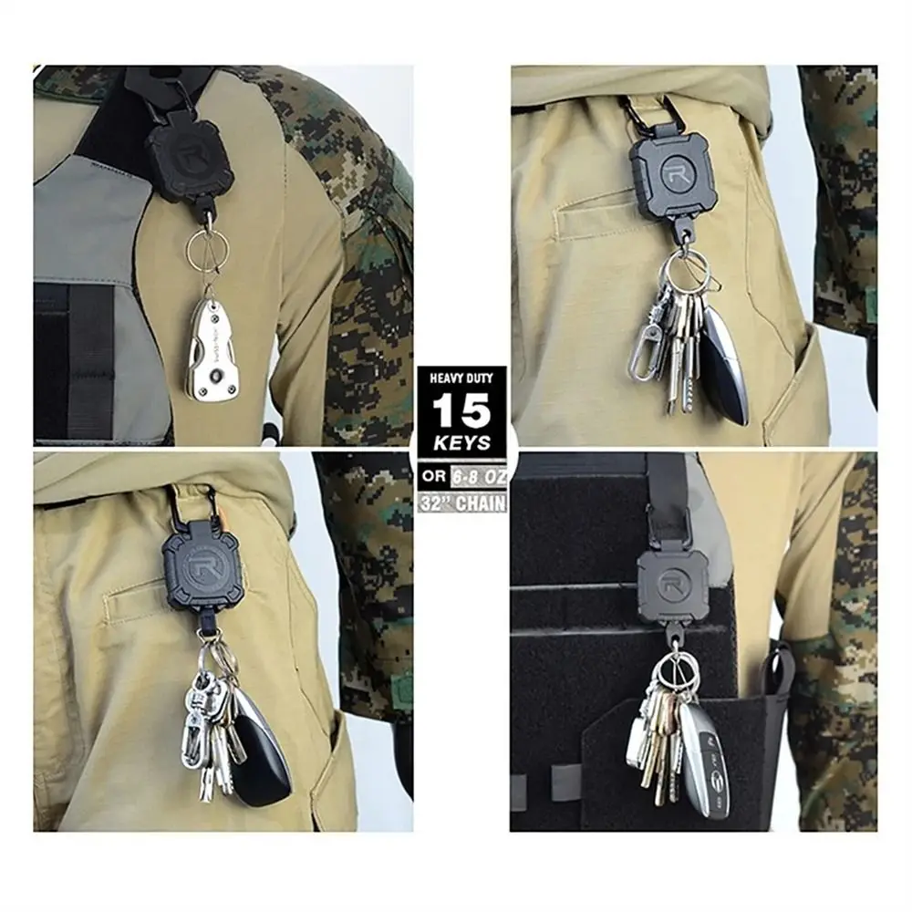 

Steel Wire Rope Retractable Keychain Multi-Function High Strength Easy-to-pull Buckle Anti-theft Elastic Badge Holder ID Card