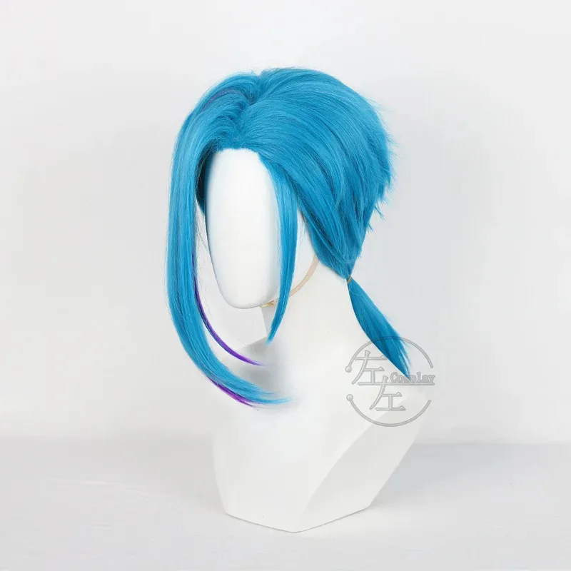 Game Arcane Season 2 Front Lace Wig Blue 45cm Bangs Short Heat Resistant Hair Jinx Cosplay Halloween Prop For Women - view 3