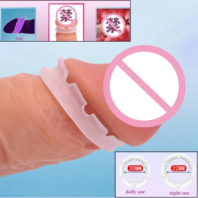 2PCS Reusable Foreskin Correction Ring Cock Foreskin Repair Ring Penis Delay Ejaculation Sex Toys for Men Glans Ring