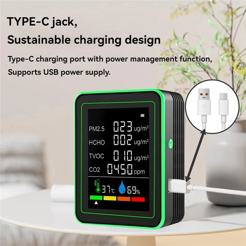 

ABFN-Total Smart Wi-Fi датчик качества воздуха защита многофункциональный CO2/TVOC/HCHO/PM2.5/температура/влажность