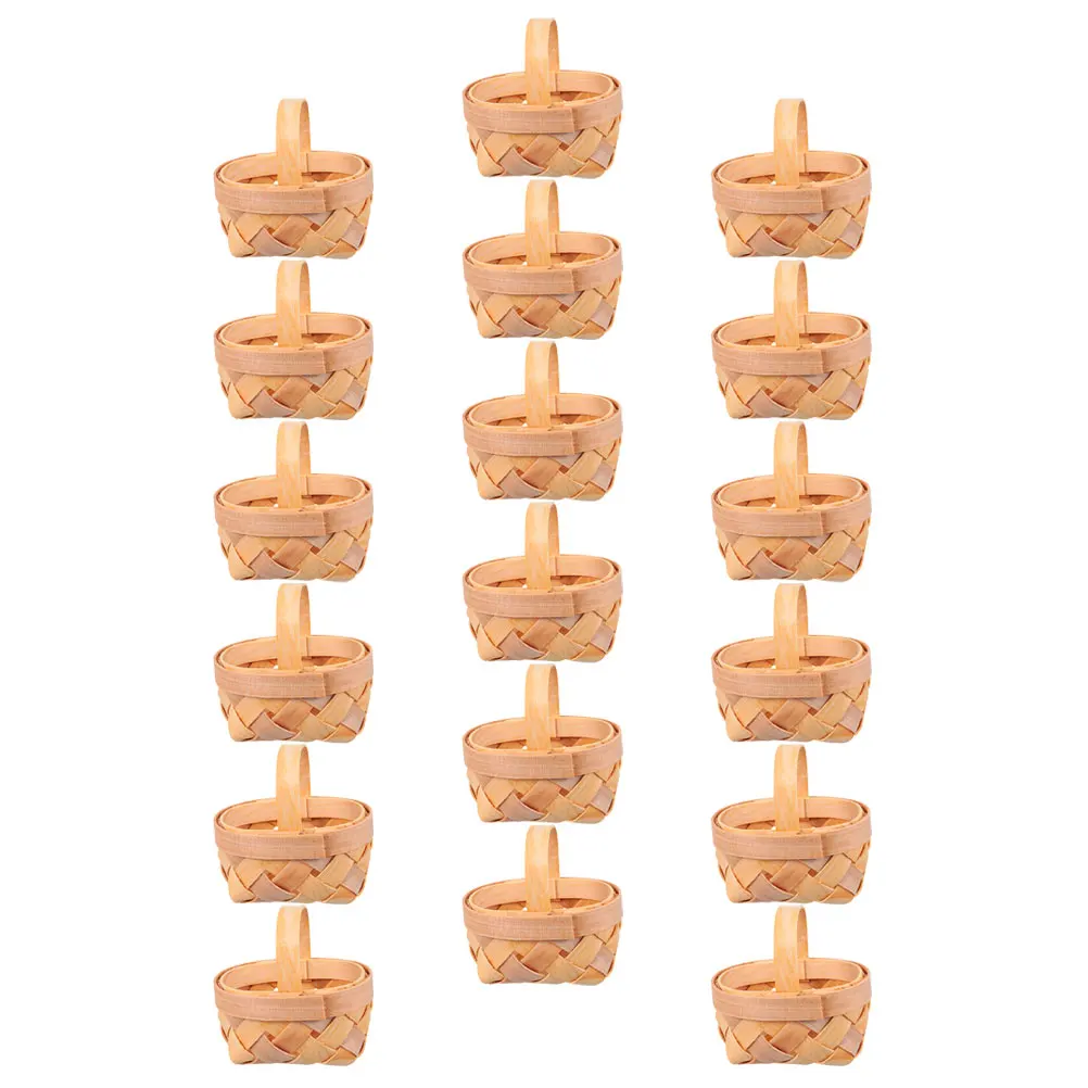 

18pcs Mini Wooden Baskets Handwoven Wicker 6 5x5x3 5cm Storage Decorative Candy Boxes Party Favors Toy Basket