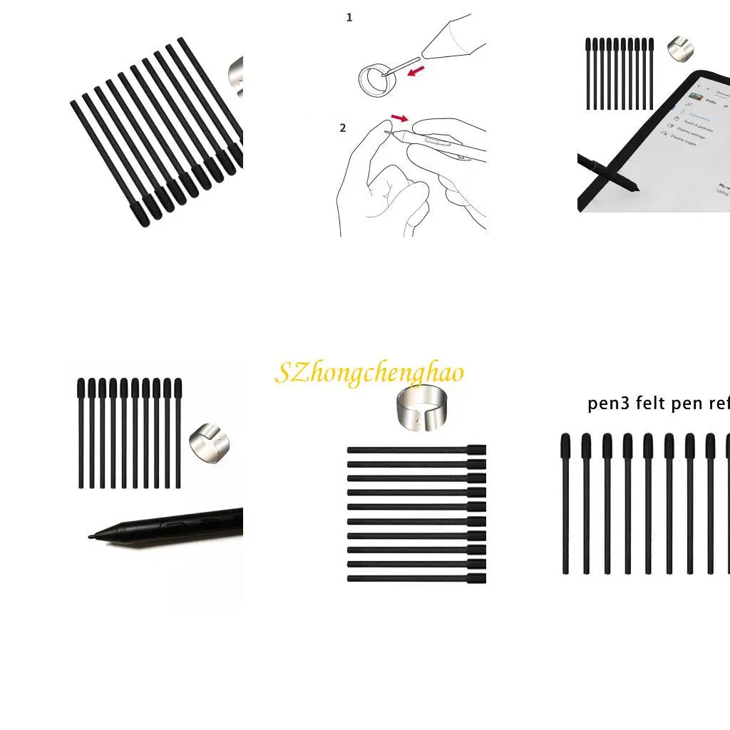 

10Pcs Felt Digital Drawing Pen Tips Clip for PTK470 PTK670 Graphics Designs 601D