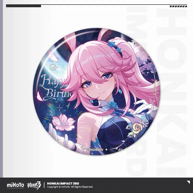 MiHoYo 공식 정품 Honkai Impact 3 2025 생일 인사말 시리즈 Tinplate 배지 FUHUA MEI 테레사 코스프레 애니메이션 게임 선물