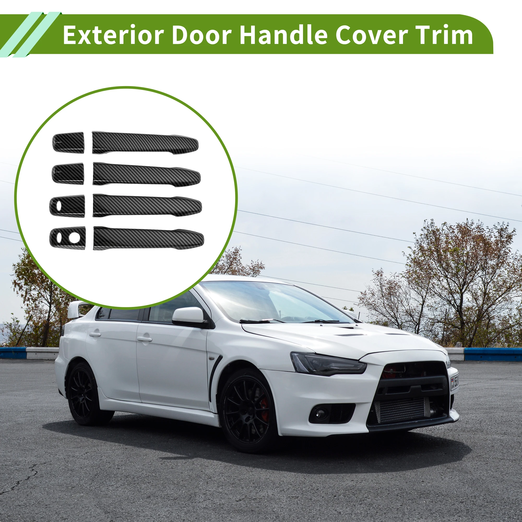 

UXCELL Exterior Door Handle Cover Trim Door Handle Cover for Mitsubishi Lancer 2009-2016 Smart Carbon Fiber 1 Set