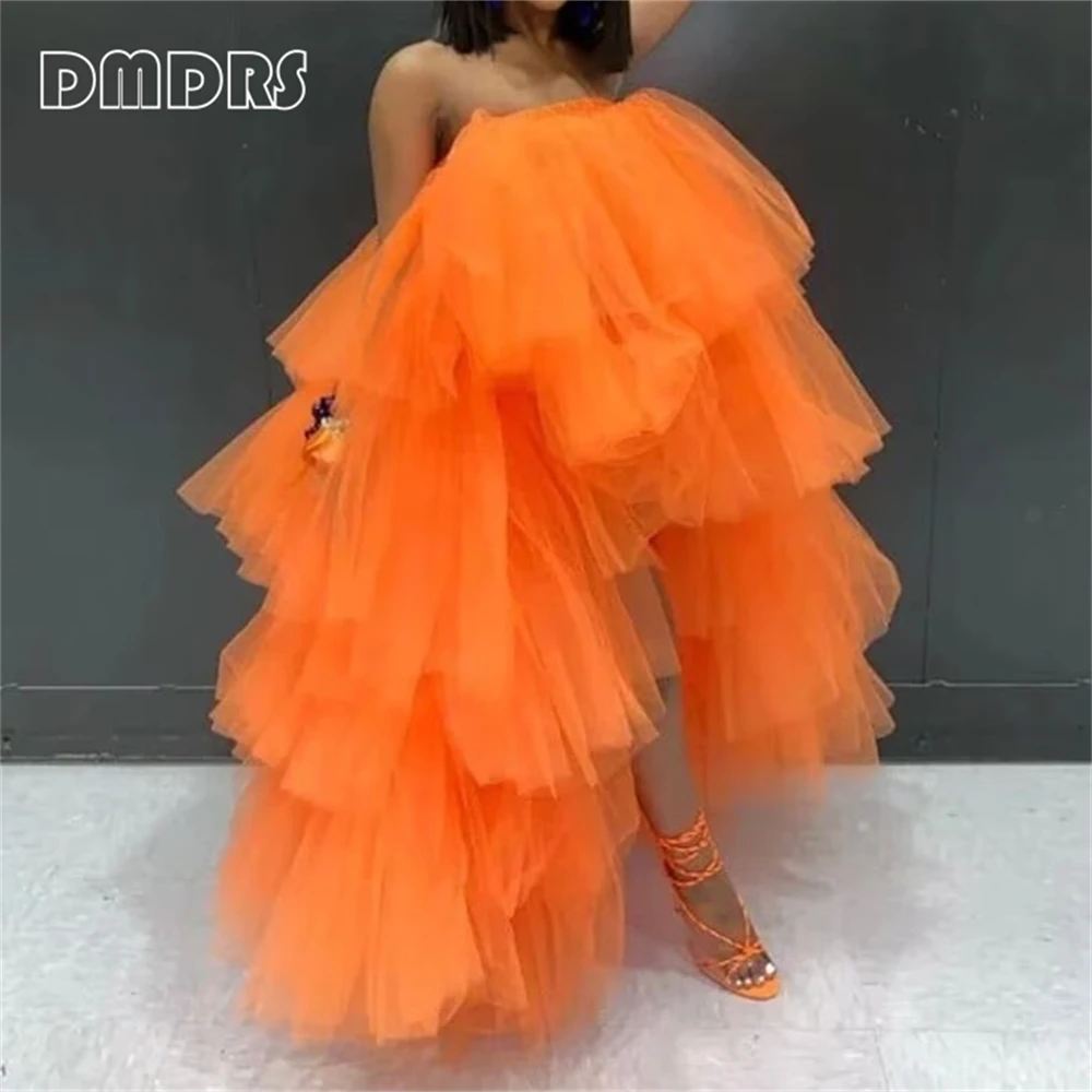 Strapless High Low Tulle Dress Tutu Party Dresses For Women Birthday Photoshoot Prom Gown Tulle Skirt Dress