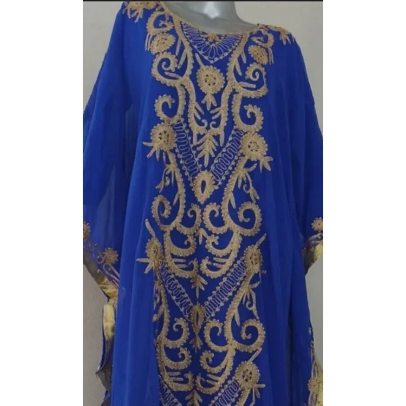 

Royal Blue Morocco Dubai Long Shirt African Costume Bridesmaid Arab Party Dress European and American Fashion Trends