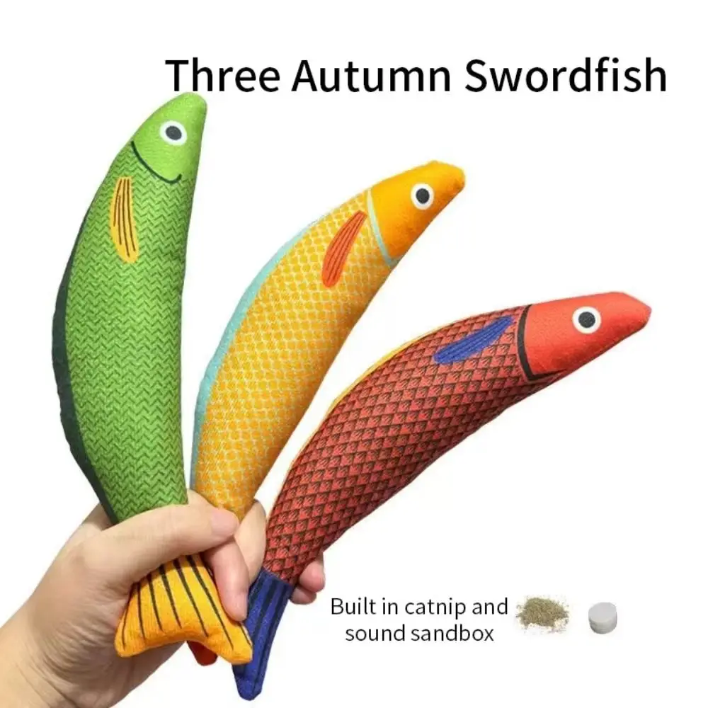 Catnip 3D Simulation Fish Toy Pillowfish Soft Plush Cat Chew Bite Toys Interactive Sounding Cute Kitten Toys Kitten Exercise