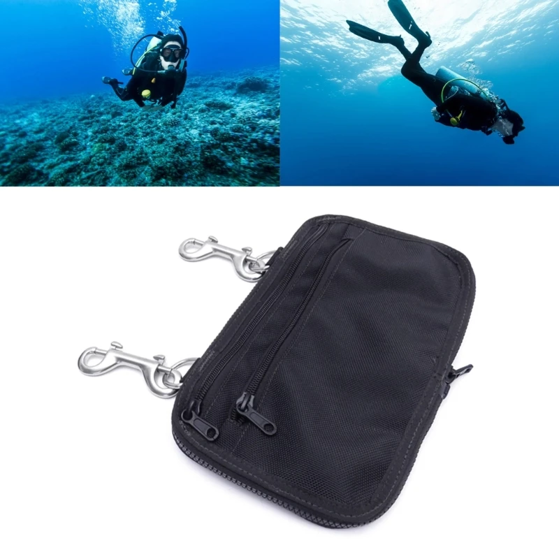 Side Mount Diving Storage Pocket Bag with Double Ended Hook Water Sport Equipment Pouch Diving Sidemount Storage Pouch